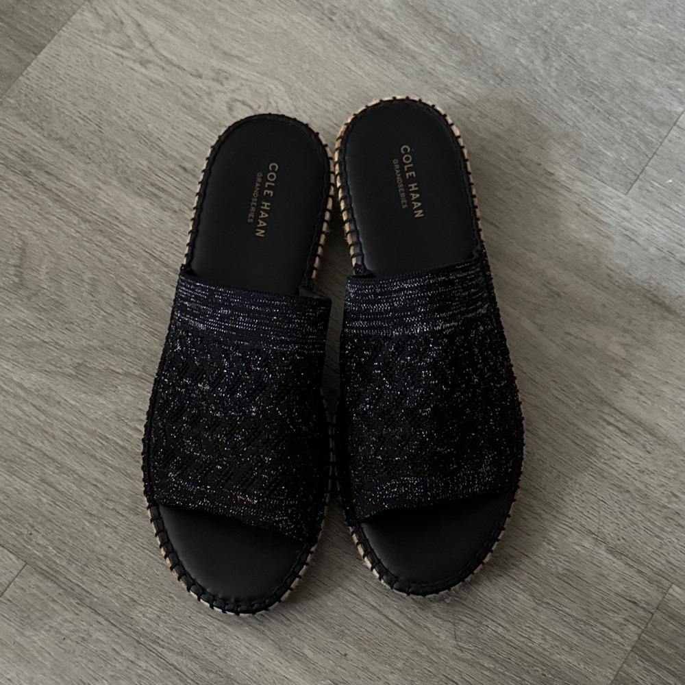 Cole Haan Women's Glittery Black Slide Sandals